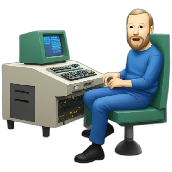 Dennis Ritchie sitting at a PDP-11 emoji