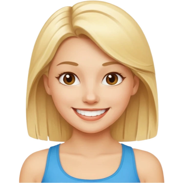 fit blonde woman looking happy emoji