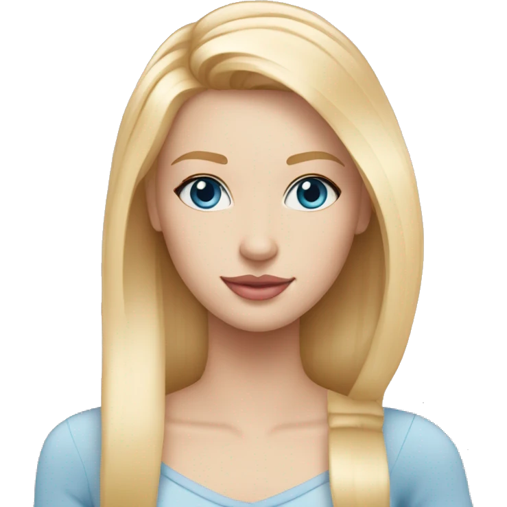 Pretty blonde girl with blue eyes light pink lips and very blonde straight hair emoji