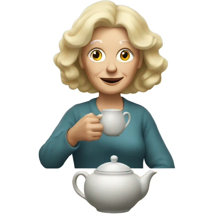 Old Blonde woman holding teapot emoji