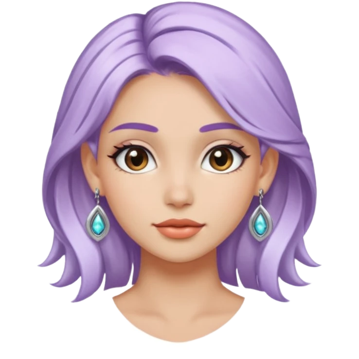 very pretty candy shop girl face with unique color hair and earrings emoji