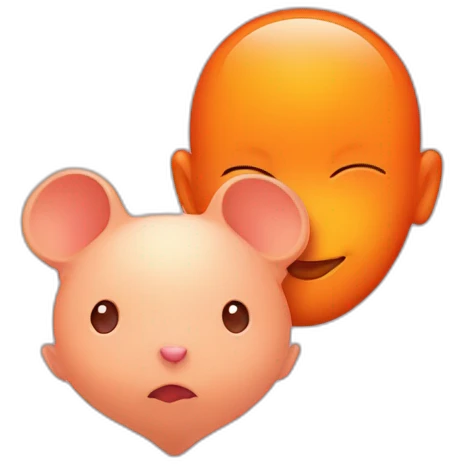 Human Baby head and mouse head inside orange heart emoji