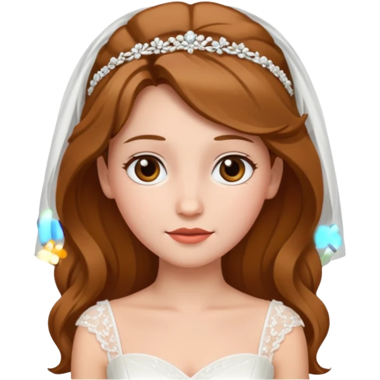White tanned skin bride with hazel hair with a chin on her face emoji