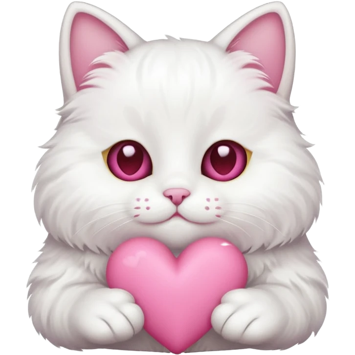 white cat hands holding a pink heart emoji