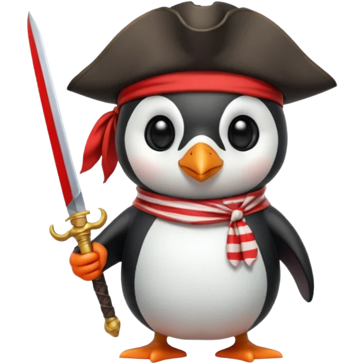 Penguin pirate with sword emoji