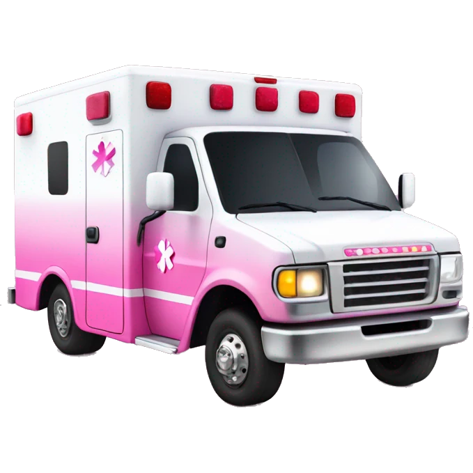Pink ombre ambulance truck with glitter emoji