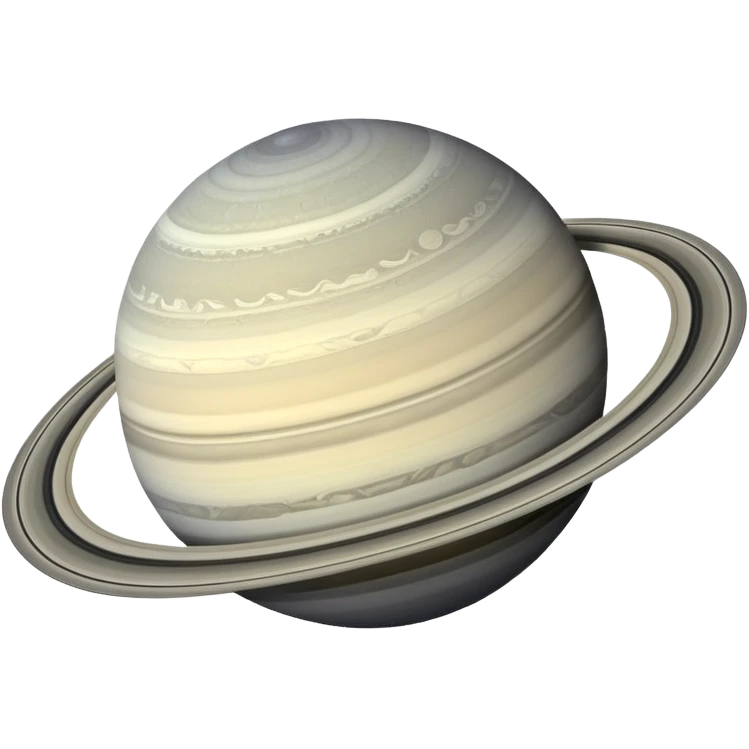 Saturn planet in greyscale colors, grey tones only emoji