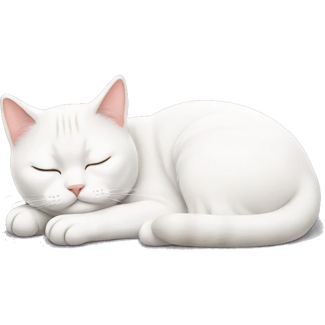 Sleeping British white cat emoji