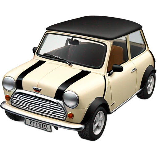 Cream classic mini with stripes and black bonnet emoji