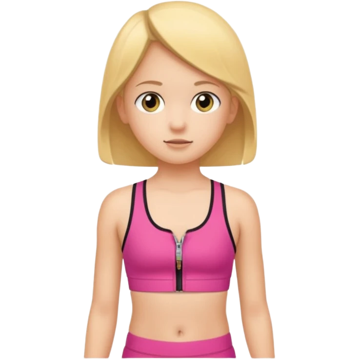 prepubescent flat-chested child girl in a zipper sports bra emoji