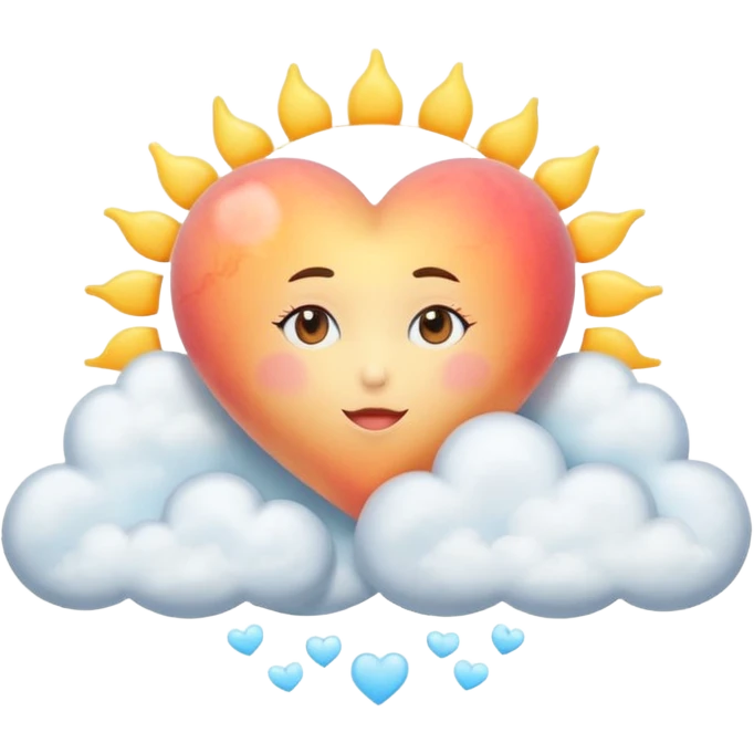 peach heart with a sun and clouds emoji