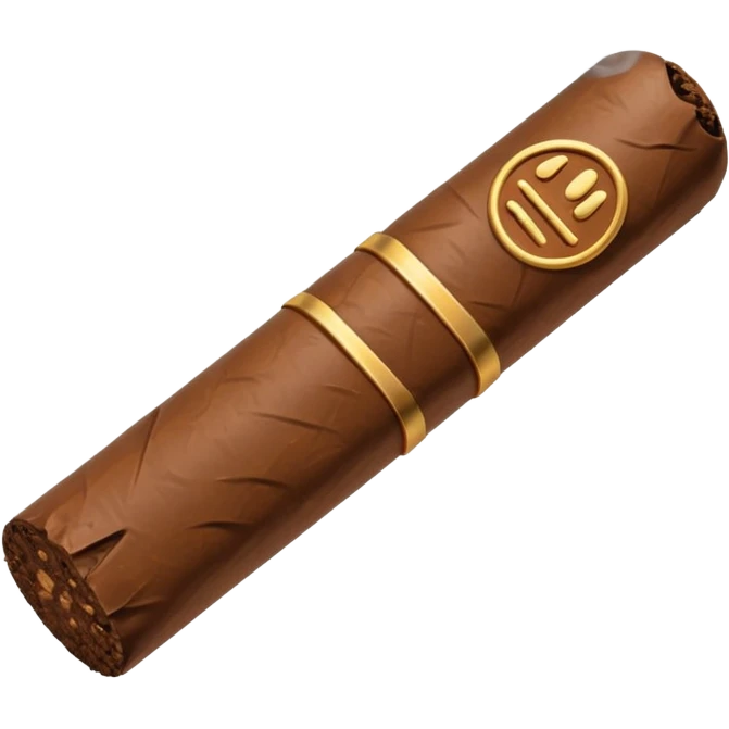 Emoji-style cigar icon, dark brown wrapper, subtle smoke, minimalistic, clean silhouette, metal details, no gold details emoji