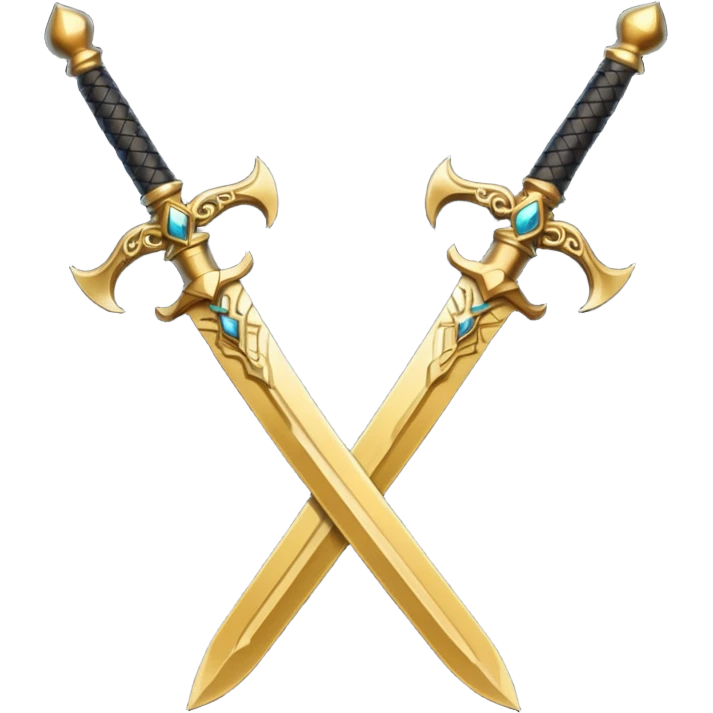 Two Golden royal swords with gold blades and gold handel emoji