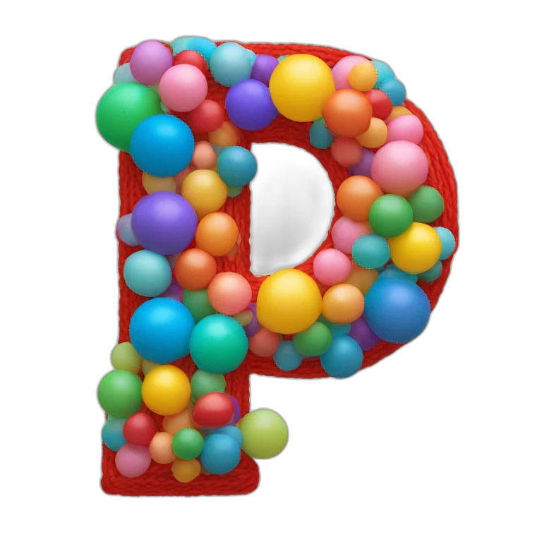 the letter U made of balloons, colored yarn balls emoji