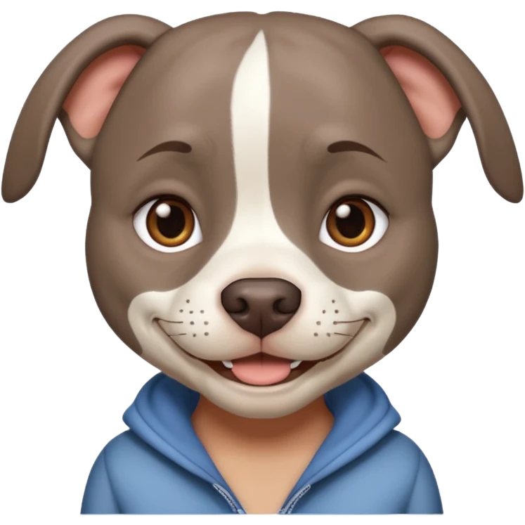 Completely Grey pitbull with one Long and Full darkBrown haired pretty Girl  emoji