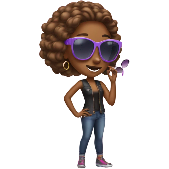 diva girl putting sunglasses on emoji