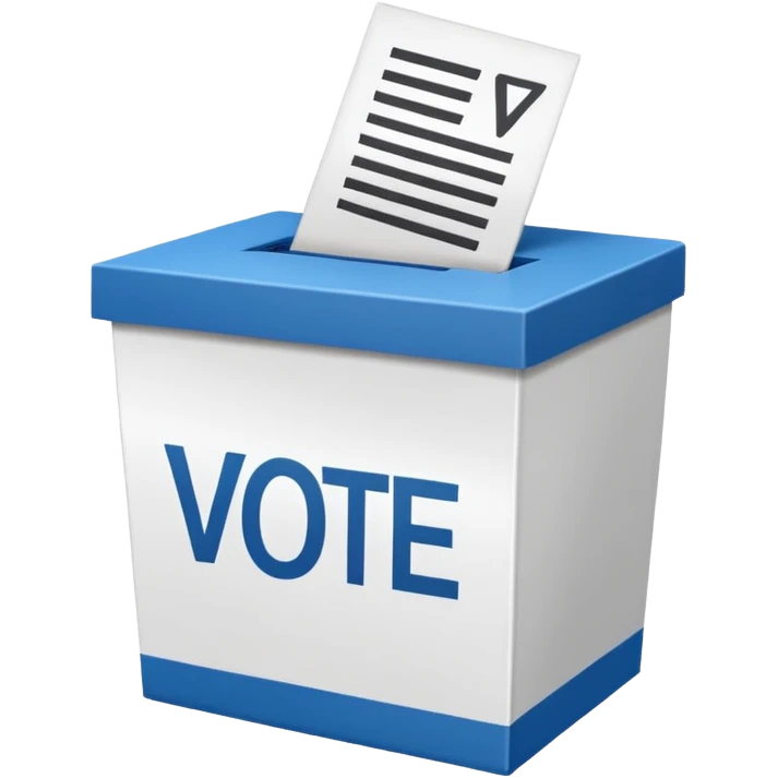 Vote box with 'Vote' written on the front and paper entering the top slot emoji