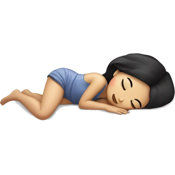 Coquette asian black hair girl sleeping  emoji