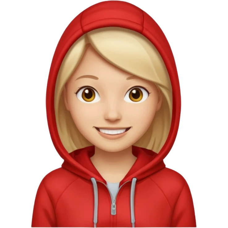 woman wear red hoodie emoji