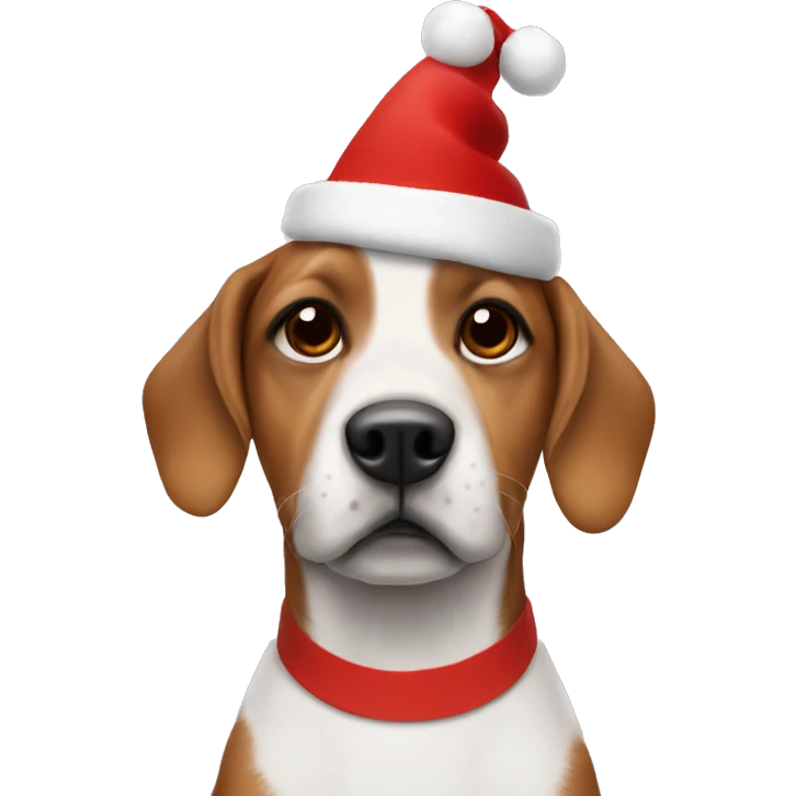 French dog Christmas hat emoji