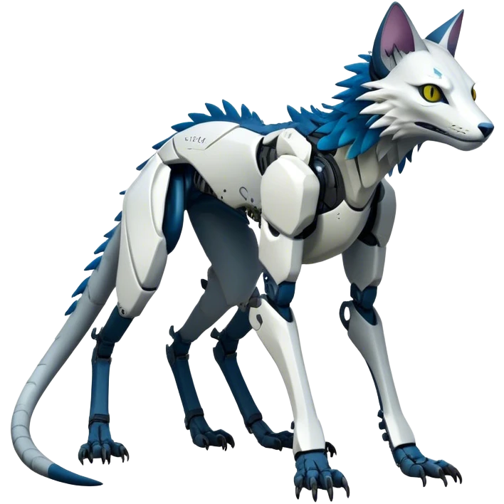 Modern Futuristic Feral Cyborg-Vernid-Sergal-Feline-Trico-species, 4 legs, by LiLaiRa full body emoji