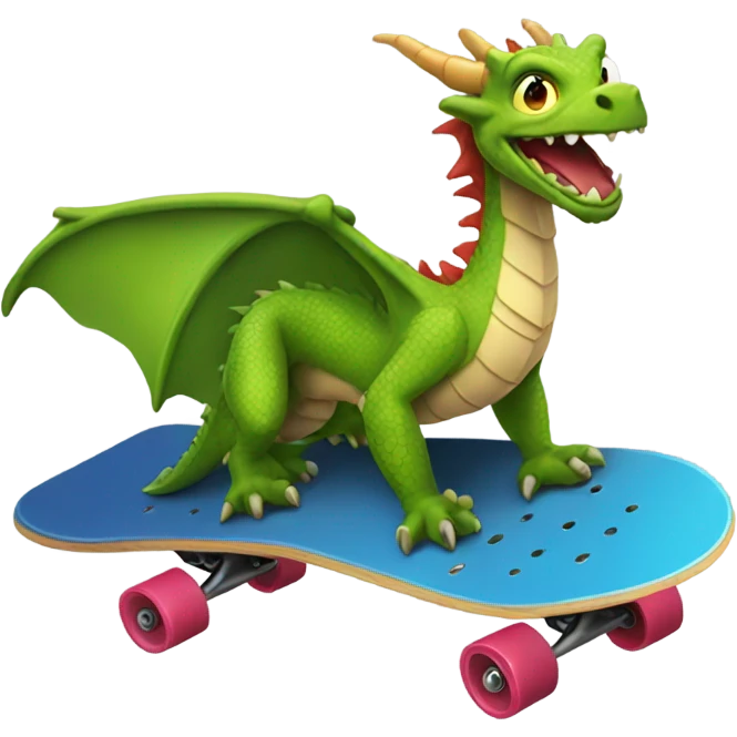 Dragon on a skateboard emoji