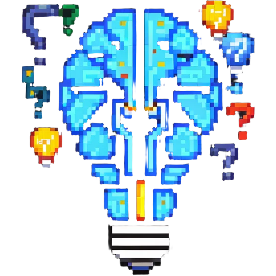 brain with question marks and lightbulb, representing inquisitive thinking emoji