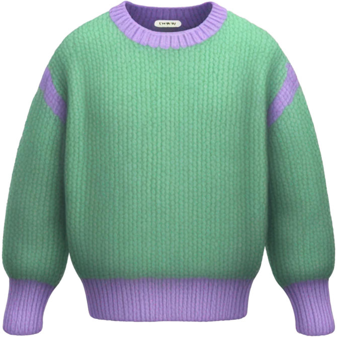 Lilac green cropped oversize wool sweater, isolated emoji