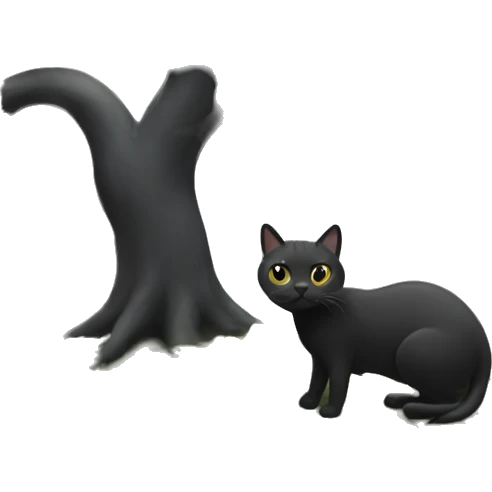 Black tree with a white cat in it emoji