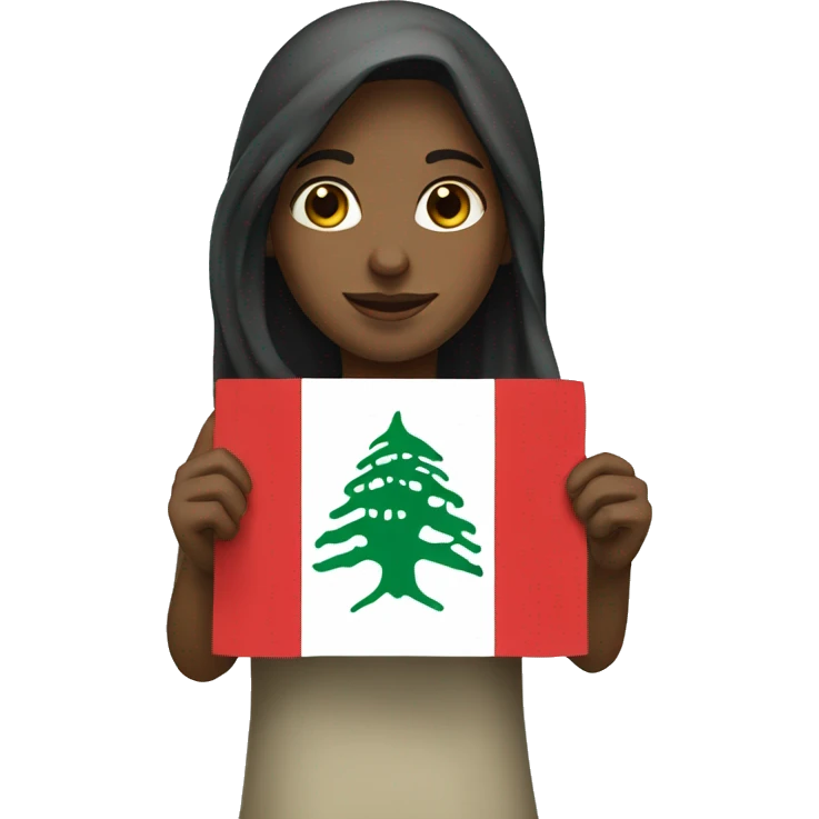 A girl holding the Lebanese flag  emoji