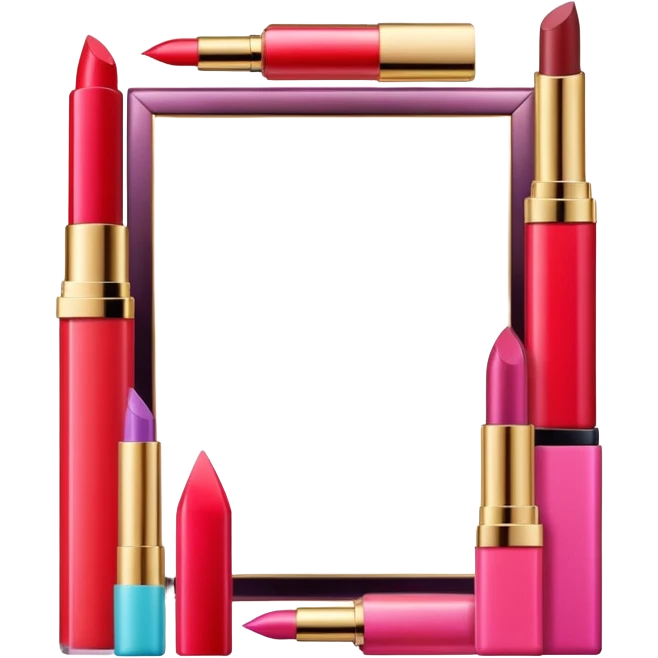 Delicate frame made from lipsticks and makeup items emoji