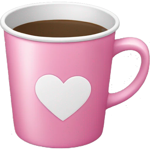 Pink coffee cup with grey hearts  emoji