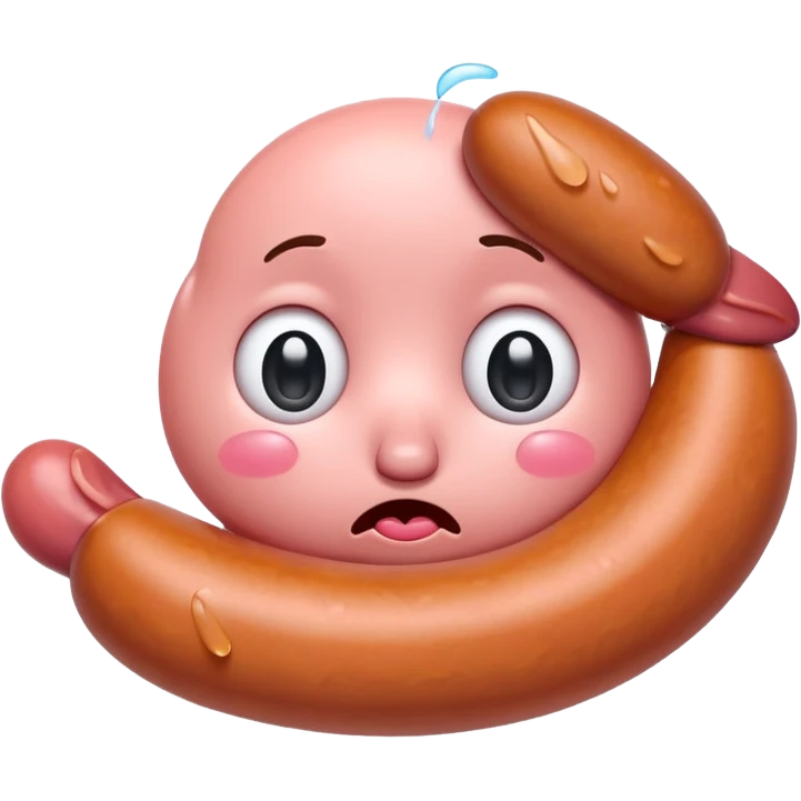 Crying sausage with eyes emoji