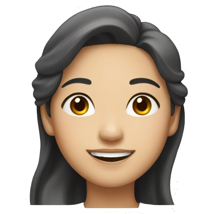 Asian woman in yonger with a pretty smile emoji