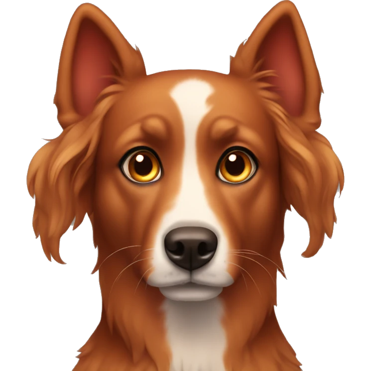 Red healer dog with big brown eyes and eyelashes  emoji