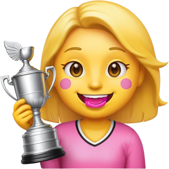 happy emoji with shiny lip gloss holding a Stanley cup emoji