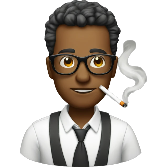 geeky man wearing sunglasses and smoking a cigarette  emoji