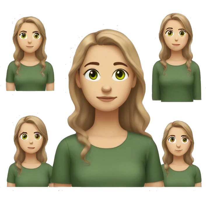 a Woman with Light Brown hair, long hair, Dark Green eyes, White, 17 Years Old, Squinted Downturned eyes, Hair Almost Covering One Eye, Side Parted Hair, Soft Eyes, Downturned Eyes, Equilian Nose, Roman Nose, Full Body, Freckles emoji