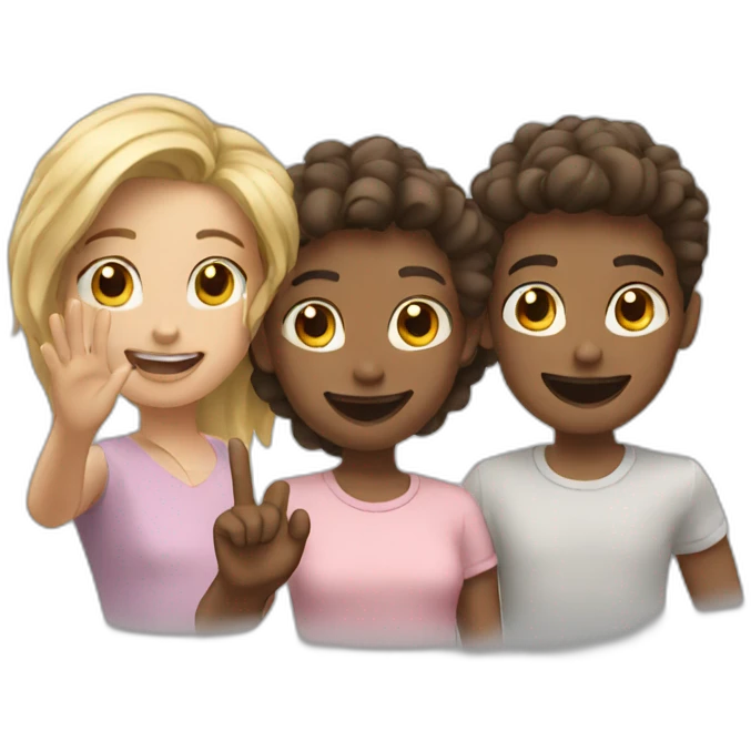 three friends waving emoji
