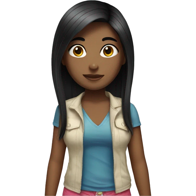 girl with a black straigth hair beach emoji
