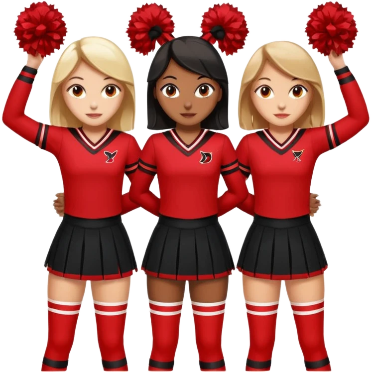 Black and red cheer girls with D on chest  emoji