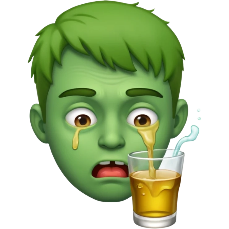 drunk guy with green face about to puke emoji