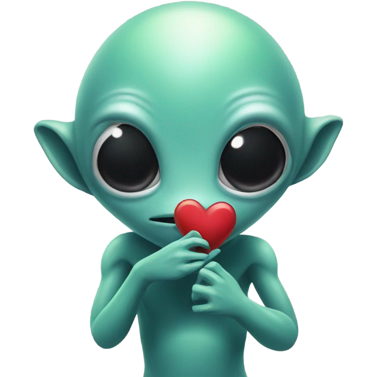 Alien holding a heart emoji