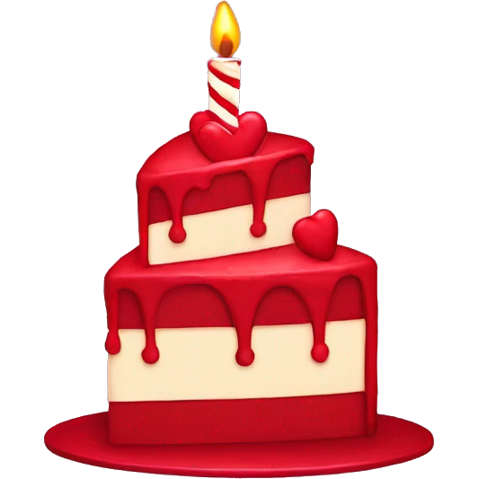 Red birthday cake in the shape of a heart emoji
