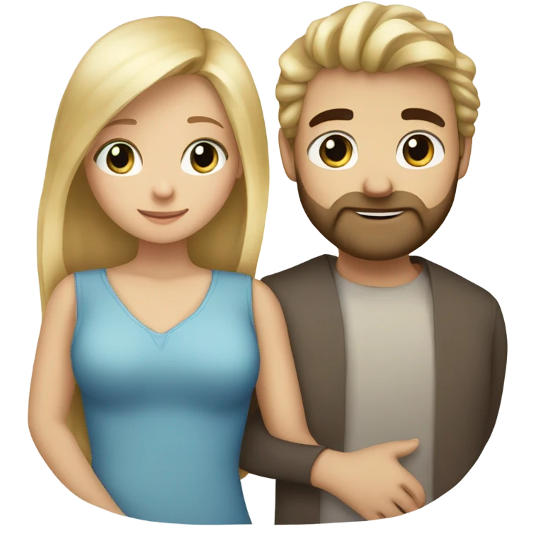A girl with blond hair and brown eyes hugs a bearded blue-eyed man with blond hair emoji