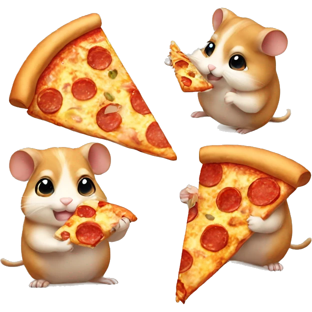 four hamsters eating pizza emoji