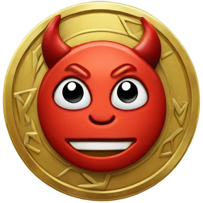 A lucky coin with a Devil on its face emoji