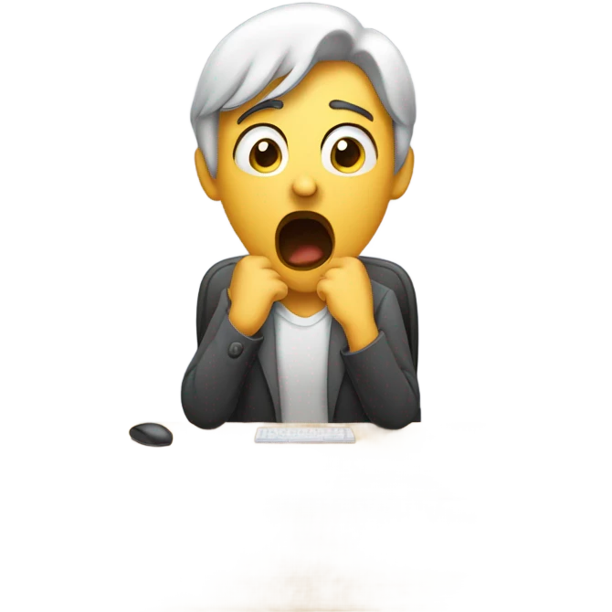 yawning in front of computer screen  emoji