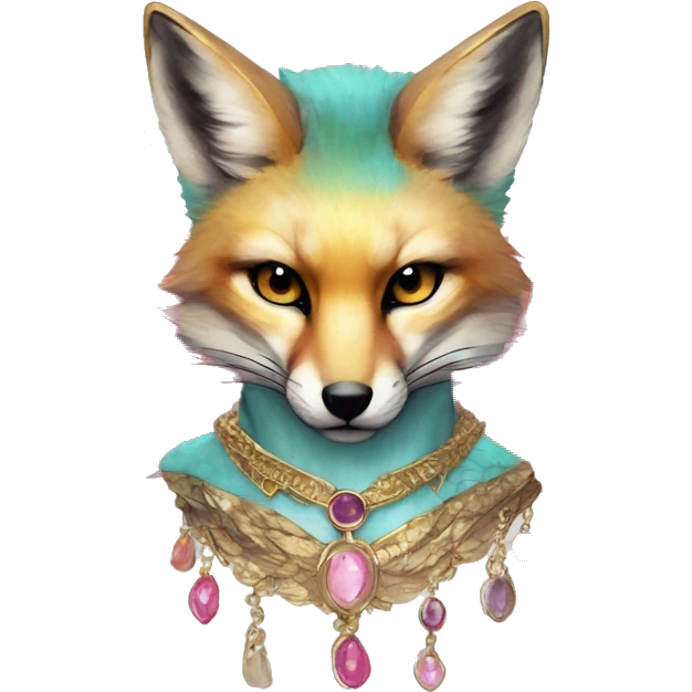 Beige cyan Pink magenta burgundy maroon cyan beige gray fox black stripes wearing gold jewellery gold piercings gold ear piercing gilded vintage watercolour tie dye black raven wings emoji