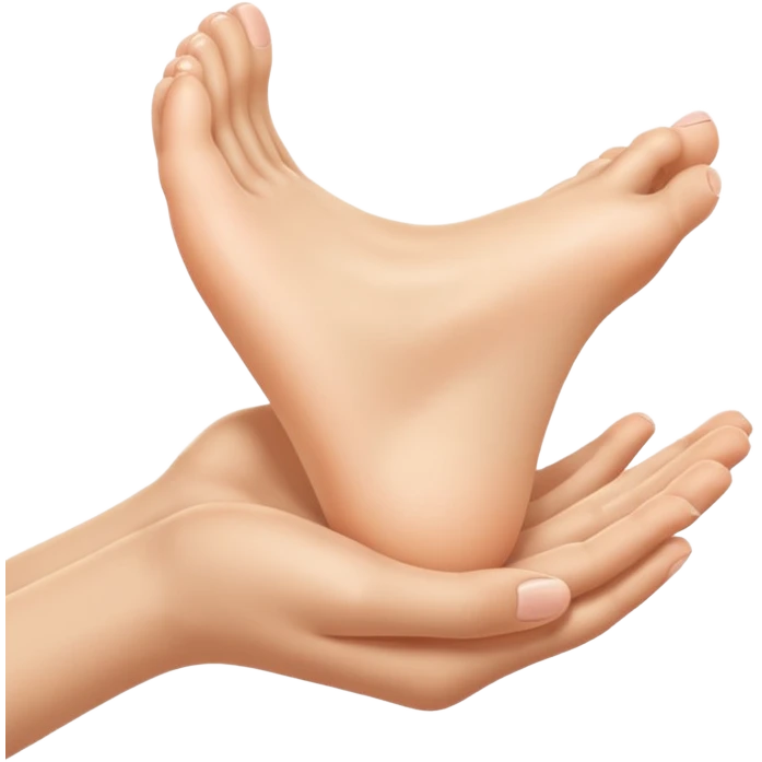 a hand holding a foot emoji